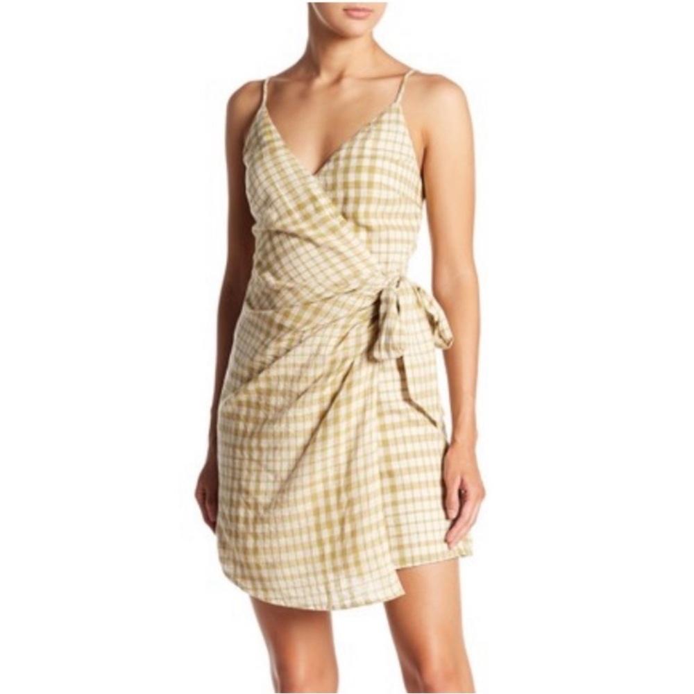 Free People Noida Olive Plaid Dress